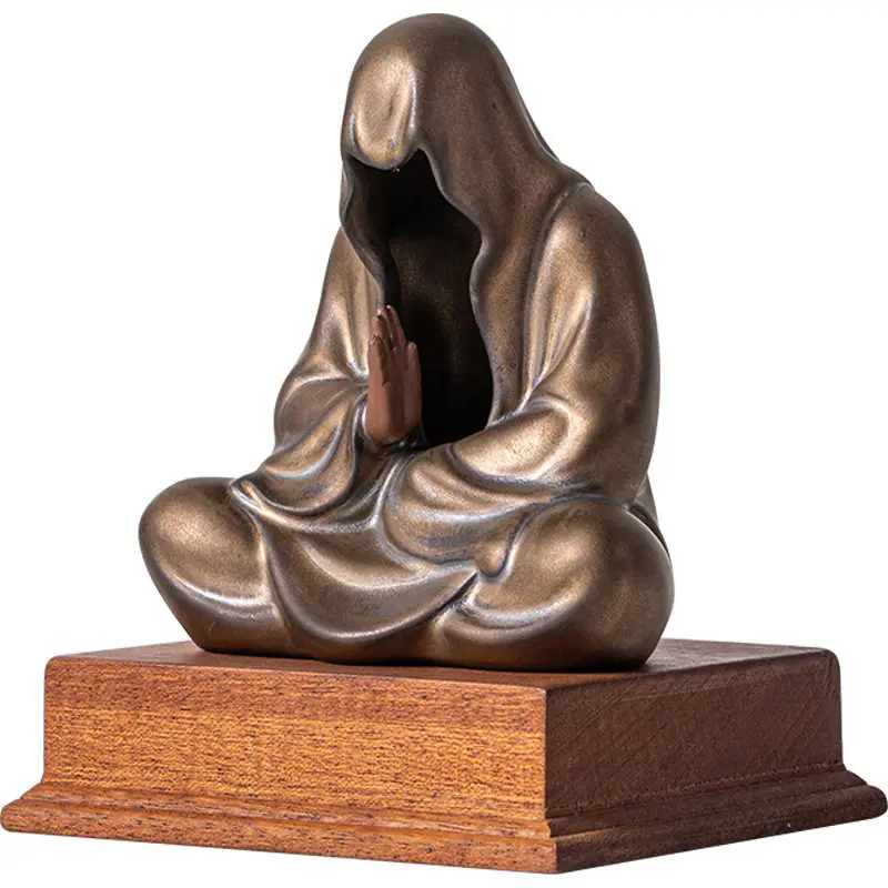 Vintage No Face Buddha Sculpture Exquisite Art Craft Minimalist Zen Decoration for Indoor Aesthetic Layout & Gift