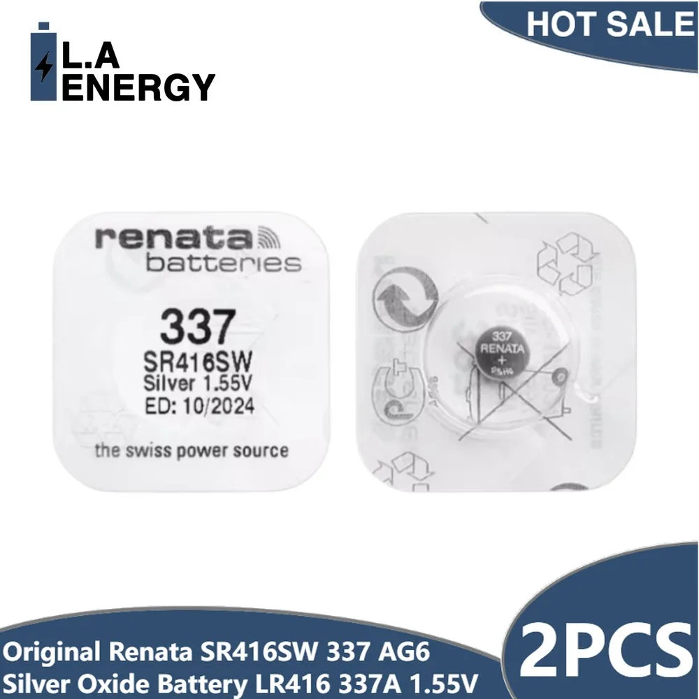 2 uds Original Renata SR416SW 337 AG6 batería de óxido de plata LR416 337A 1,55 V para reloj cámara alarma botón hecho suizo pila de moneda