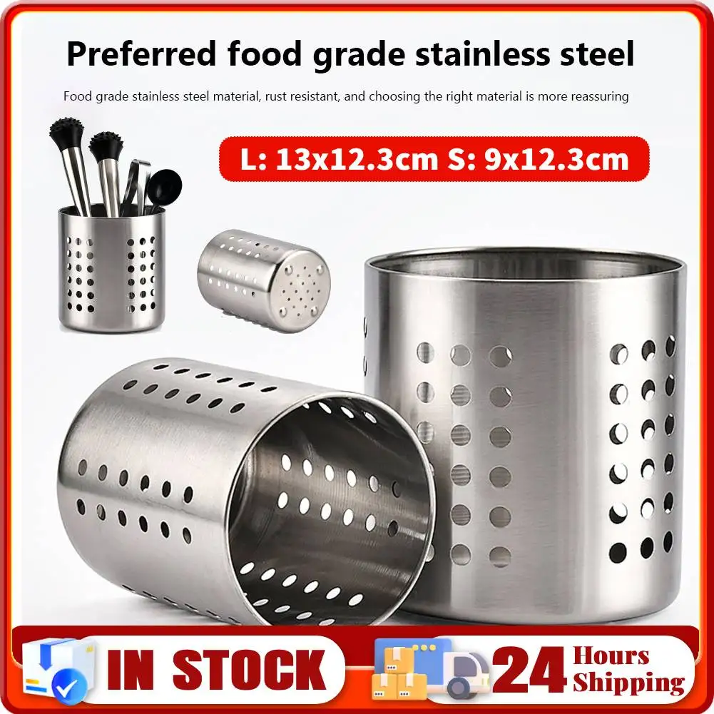 

Stainless Steel Cutlery Holder Chopstick Storage Holder Organizer Container Drainer Spoon Fork Chopsticks Kitchen Storage Basket