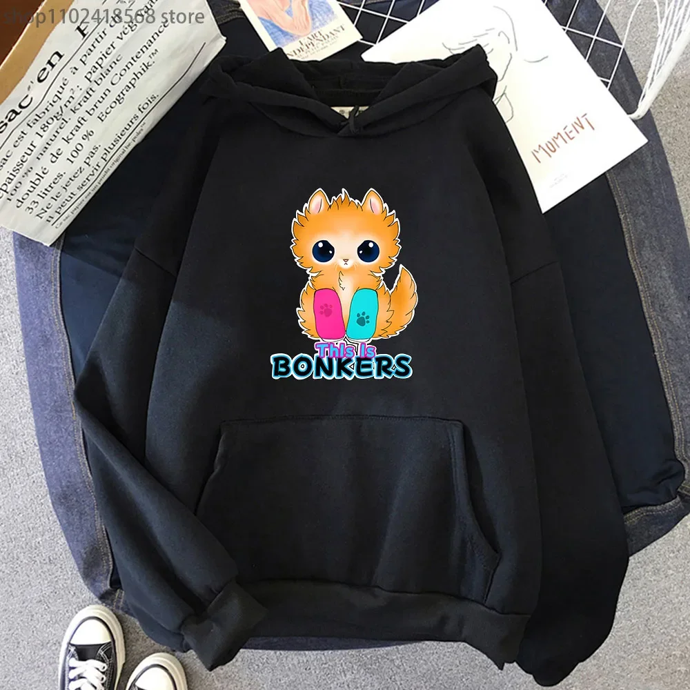 

Tater Tot Hoodies for Women/Men This Is Bonkers Sweatshirt Kawaii Cat Print Clothes Autumn Winter Pullover Unisex Streetwear Y2k
