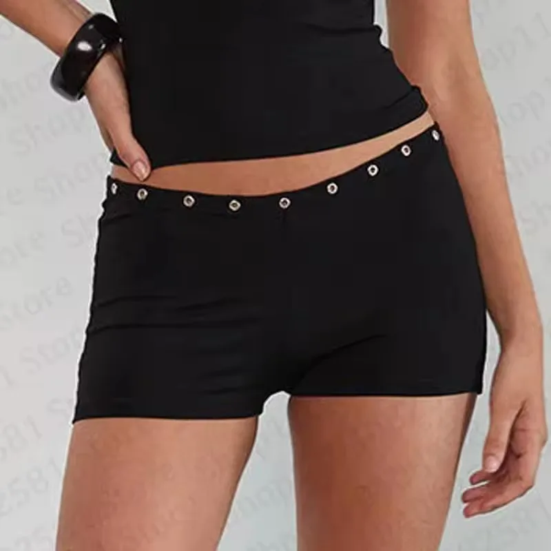 กางเกงขาสั้น Y2K ดีไซน์หมุด ฮิปฮอป สตรีทแวร์ พังก์ ฮอตแพนท์ ย้อนยุค ไม่ซ้ำใคร อีโม สาวฮอต กรันจ์ แฟชั่น