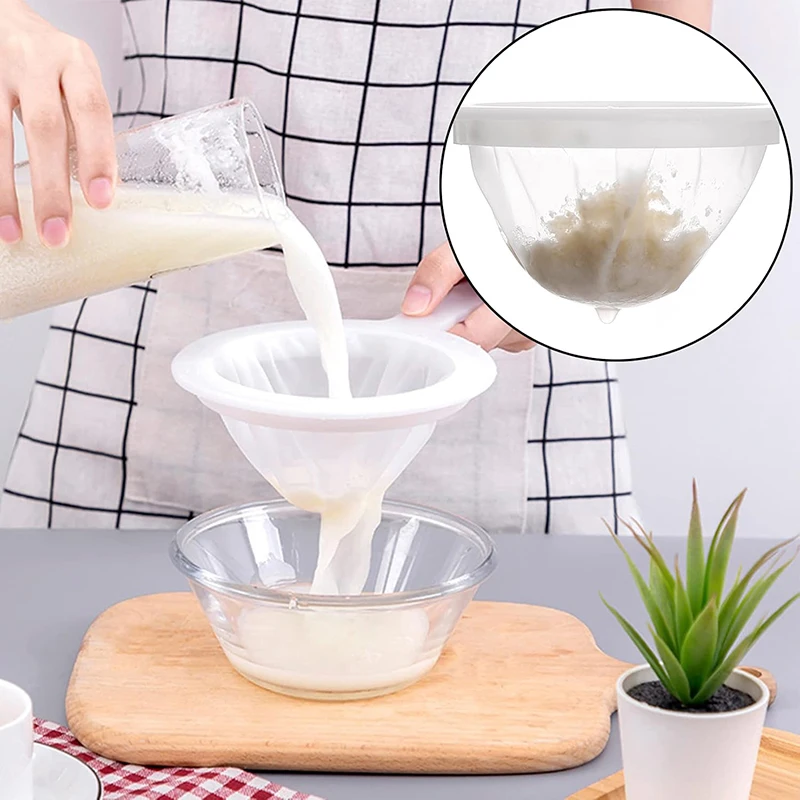 100/200/400 Mesh Strainer Spoon Hand-held Soya Milk Wine Milk Nut Filter Bag Nylon Filter Tea Coffee Strainers Kitchen Gadgets