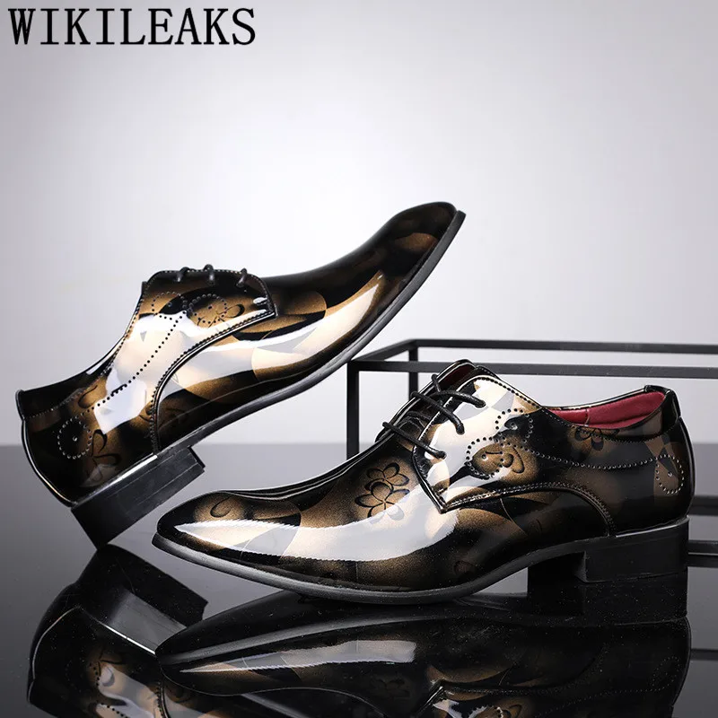 Office Men Dress Shoes Floral Pattern Men Formal Shoes Leather Luxury Fashion Groom Wedding Shoes Men Oxford Shoes Dress 37-50