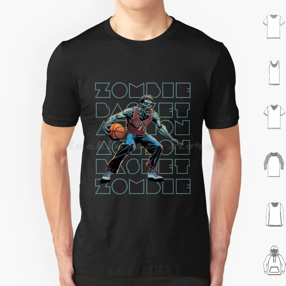 Zombie Basketball Action T Shirt Big Size 100% Cotton Dunker Basketball Slam Hoops Sports Funny Sport Ball Basketball Player