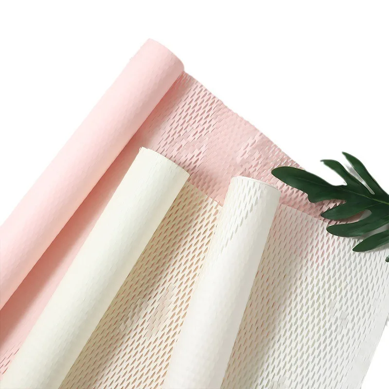 1 Roll Honeycomb Paper Kraft Gift Packaging Material Shock Absorption Cushioning Anti Collision Grid Lining Flower Wrapping