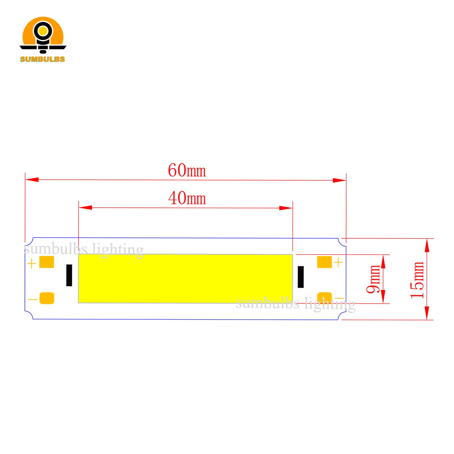 Ecob-アルミニウムLEDストリップライト,DC 5v,入力2w,60x15mm,ウォームホワイト,3000k,6500k,diy USBランプ,バルク,10個