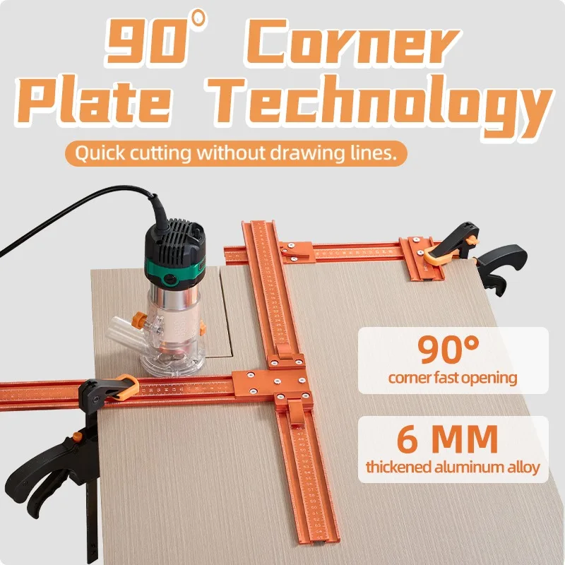 Heavy Duty Aluminum Precision Saw Rail and Ruler Integrated Wood Cutting Tool