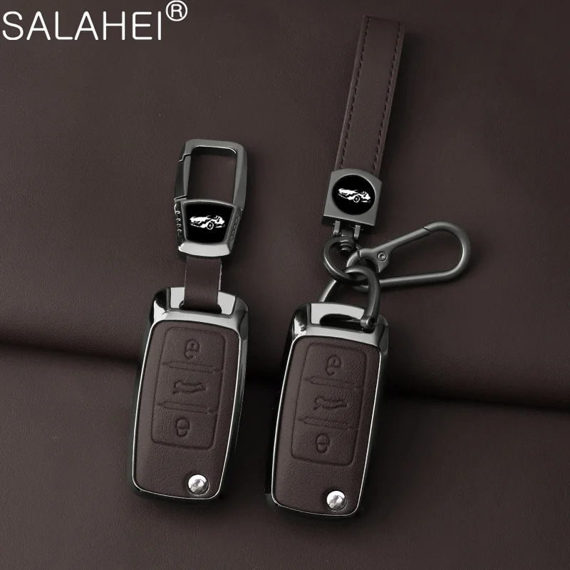 Leather Car Remote Key Case Full Cover For Volkswagen VW Polo Golf Passat Tiguan Beetle Caddy T5 Up Eos Jetta Lavida Accessories