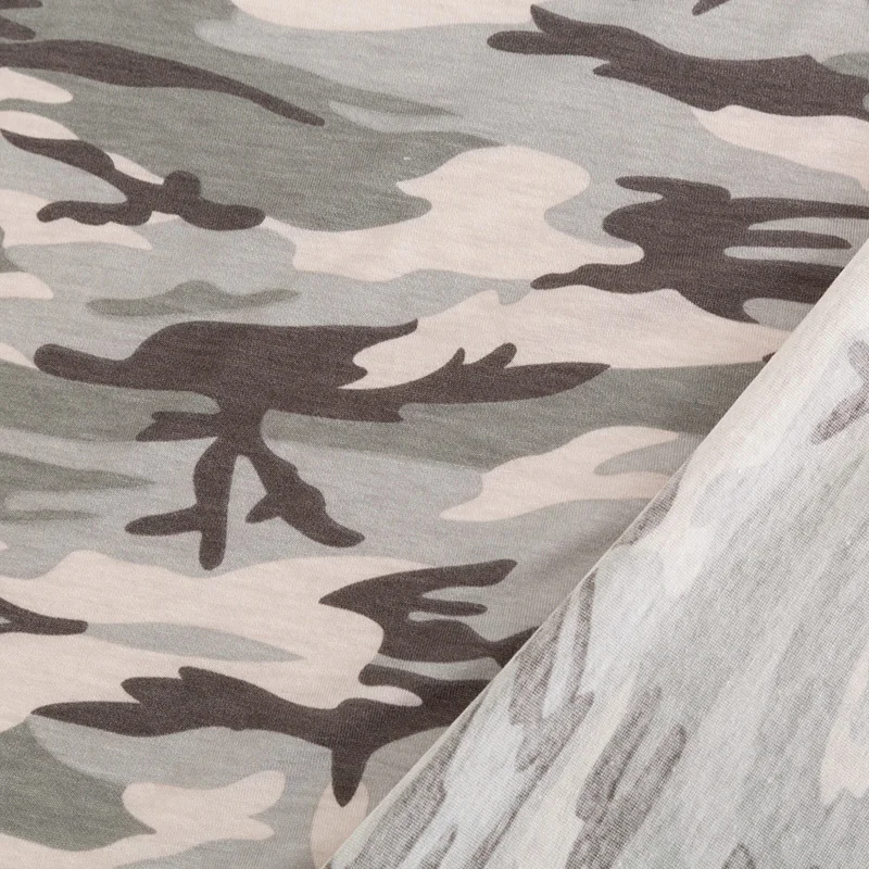 Printed Spandex Jersey Fabric Camouflage Polyester Elastic Fabric For Sewing T-Shirt Or Casual Pants