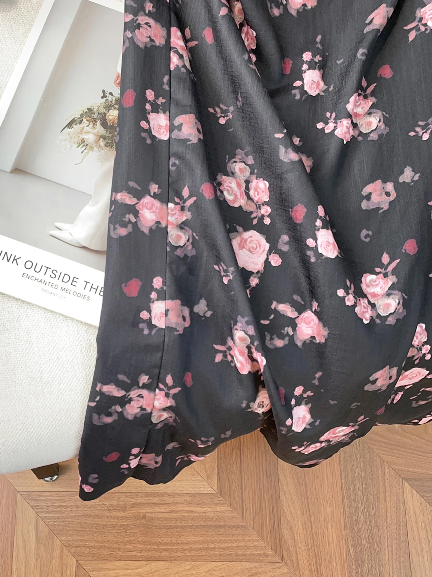 Ele Vintage gebloemde midi-rok Afslankende hoge taille A-lijn silhouet Vrijetijdskleding Bestand stof Damesachtige Sle