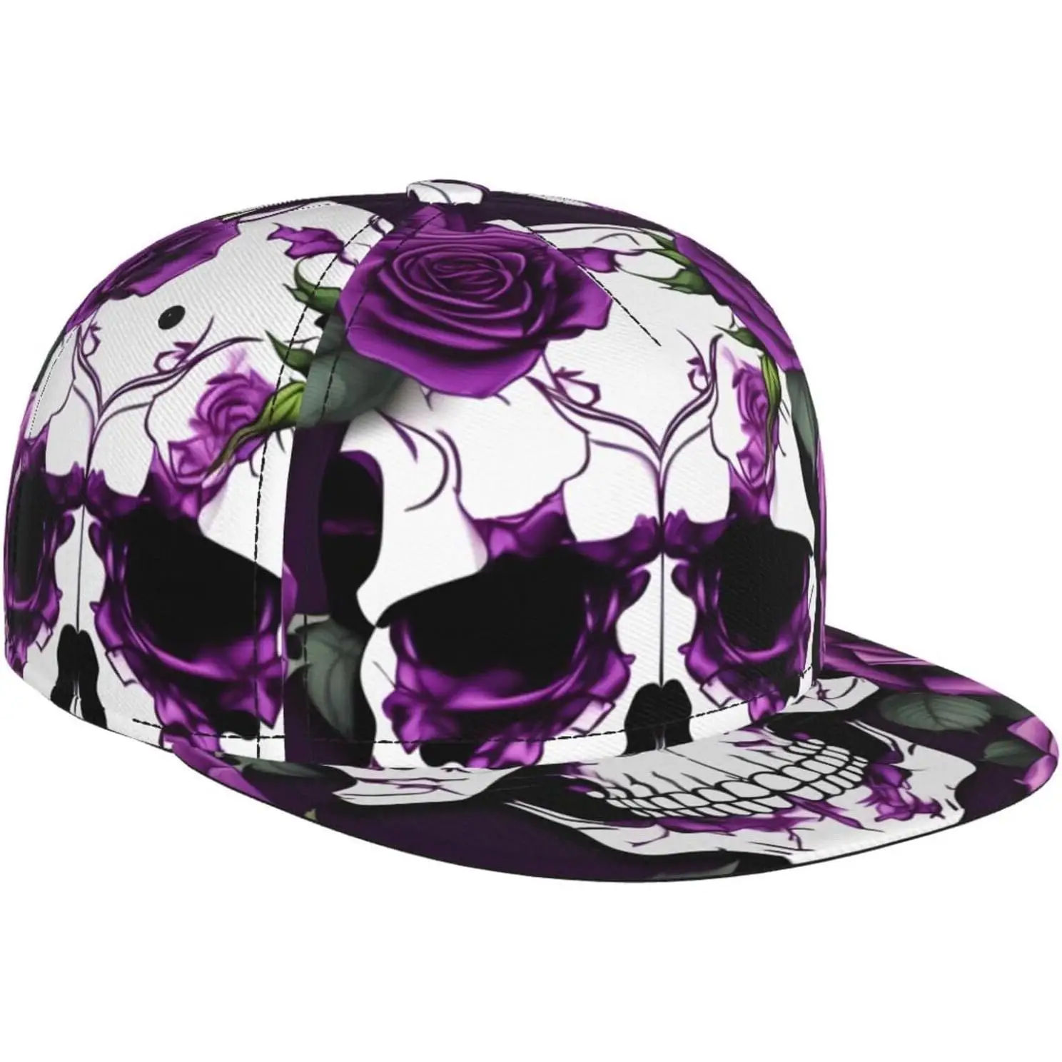 Purple Rose Skeleton Print Baseball Cap Lightweight Comfort Hat Travel Sports Fitness Running Beach Vacation