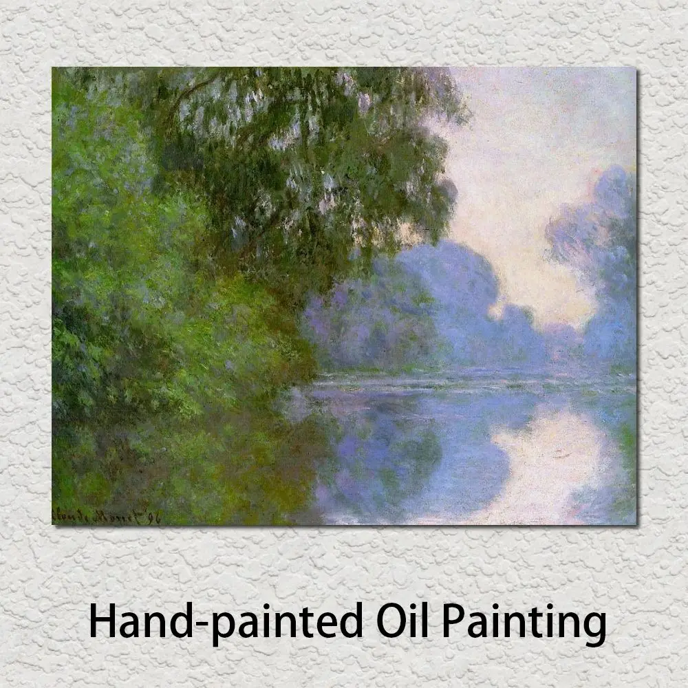 

Impressionist Landscape Art on Canvas Morning Seine Near Giverny Handmade Claude Monet Painting Modern Artwork Study Room Decor