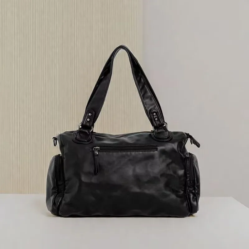 2025 retro preto sacos de ombro feminino couro do vintage macio chique casual bolsa tote feminino harajuku estética crossbody sacos