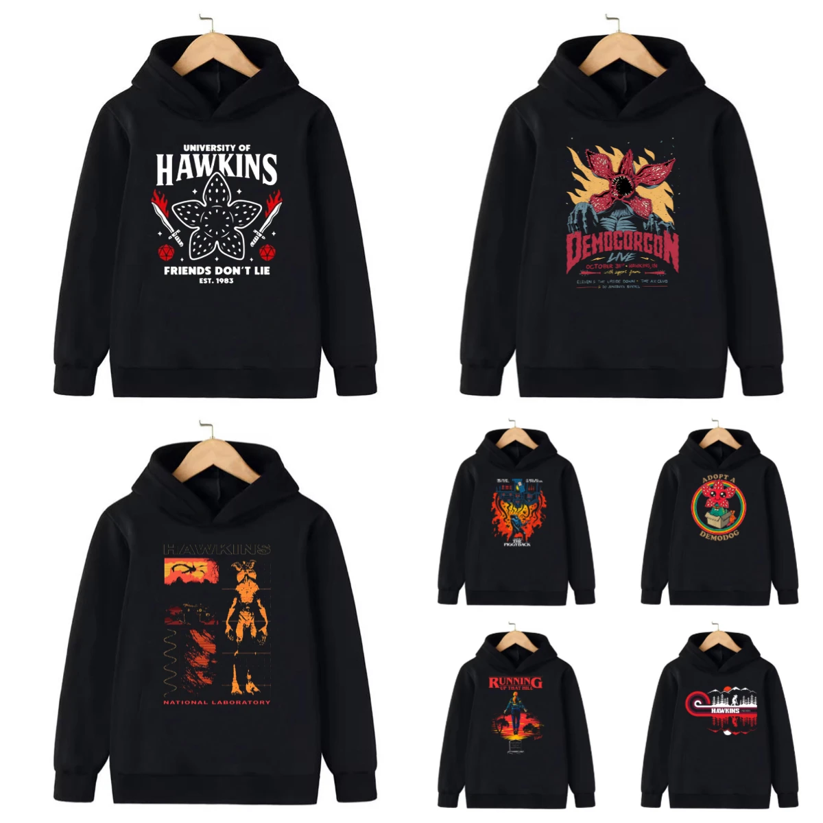 Sweat à capuche drôle Demogorgon Hawkins pour enfants, vêtements imprimés de dessin animé, Streetwear basique pour garçons, hauts films populaires pour enfants