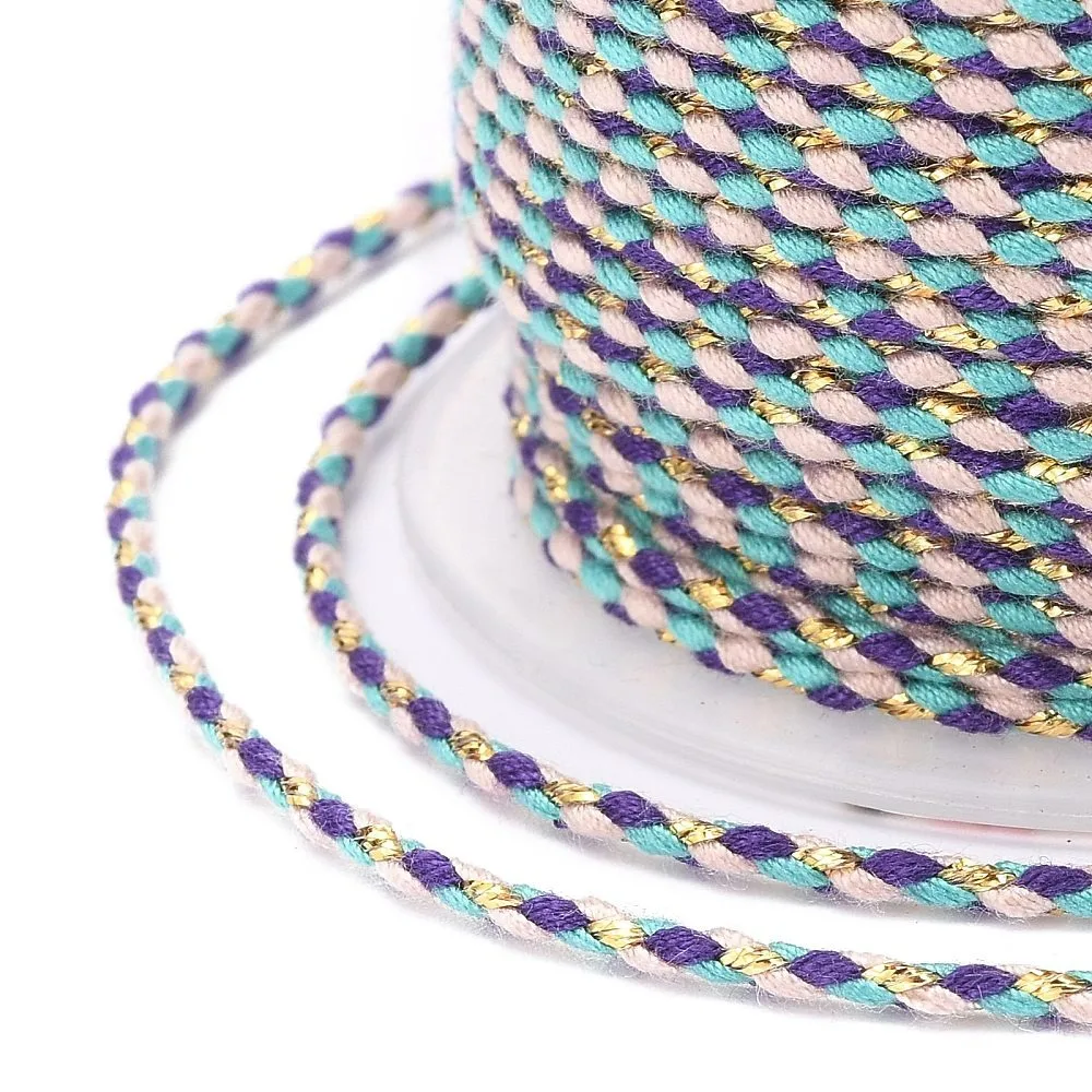 1 Rolle 4-lagige Polycotton-Schnur, handgefertigt, Makramee-Pflanzenaufhänger, Bastelschnur, Stricken, bunt, 1,5 mm, ca. 21,8 Yards (20 m)/Rolle