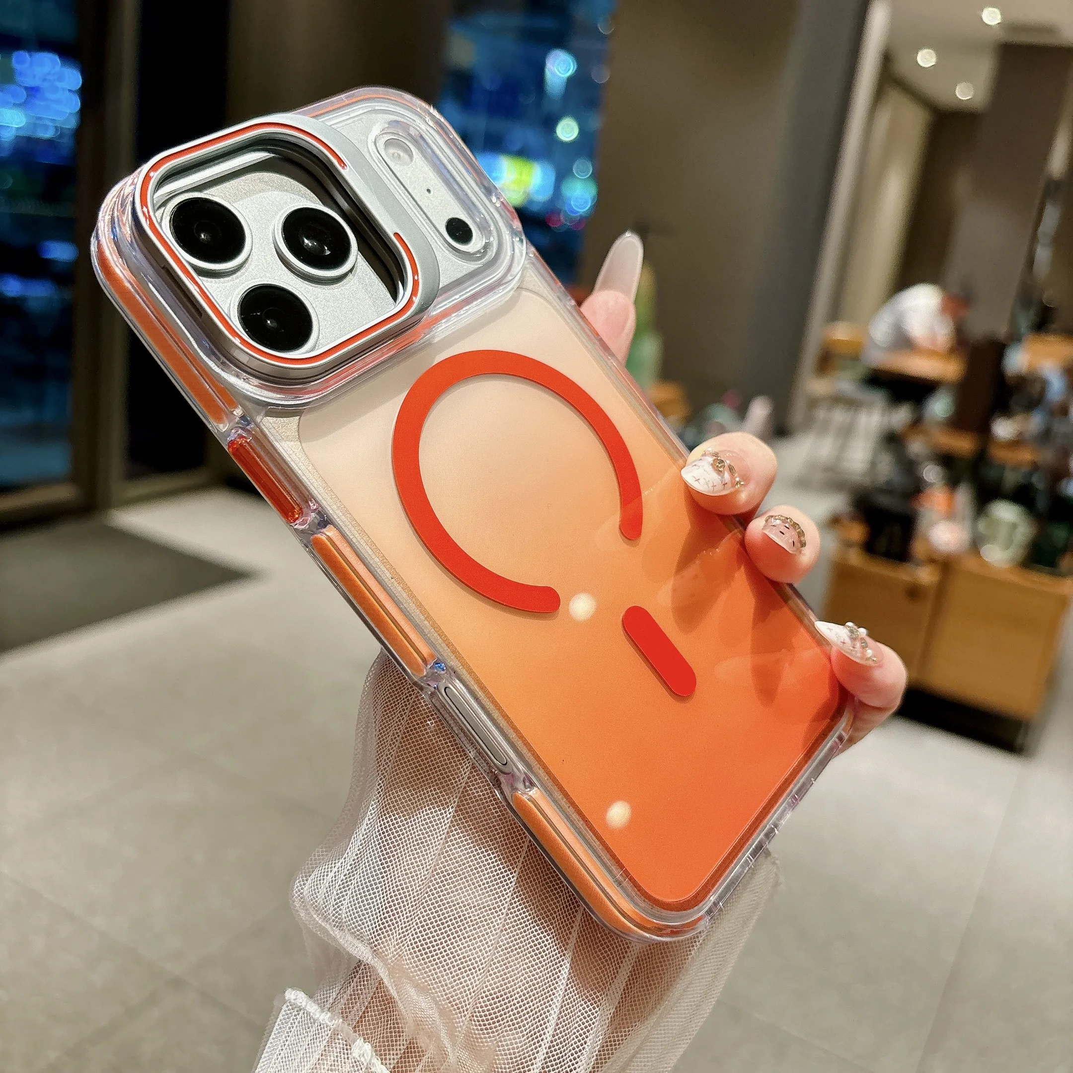 Gradient Shockproof Cover For for iphone 18 pro max case Magsafe Magnetic Camera Stand Case For iphone 18 pro iphone 17 pro max