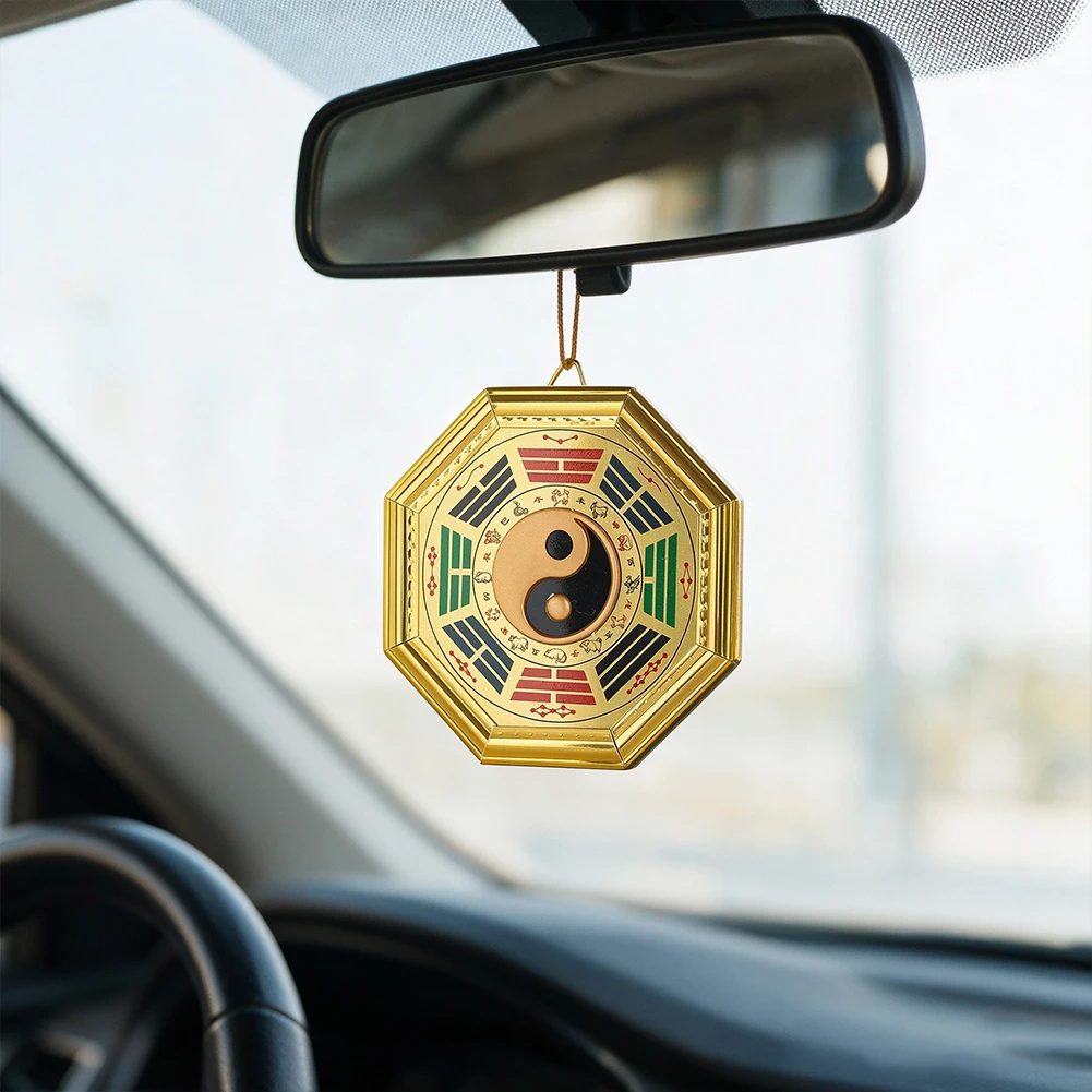 Chinese Feng Shui Wall Hanging Ornament Taoist 12 Zodiac Yin Yang Eight Trigrams Pattern Craft Decor for Home Window Display