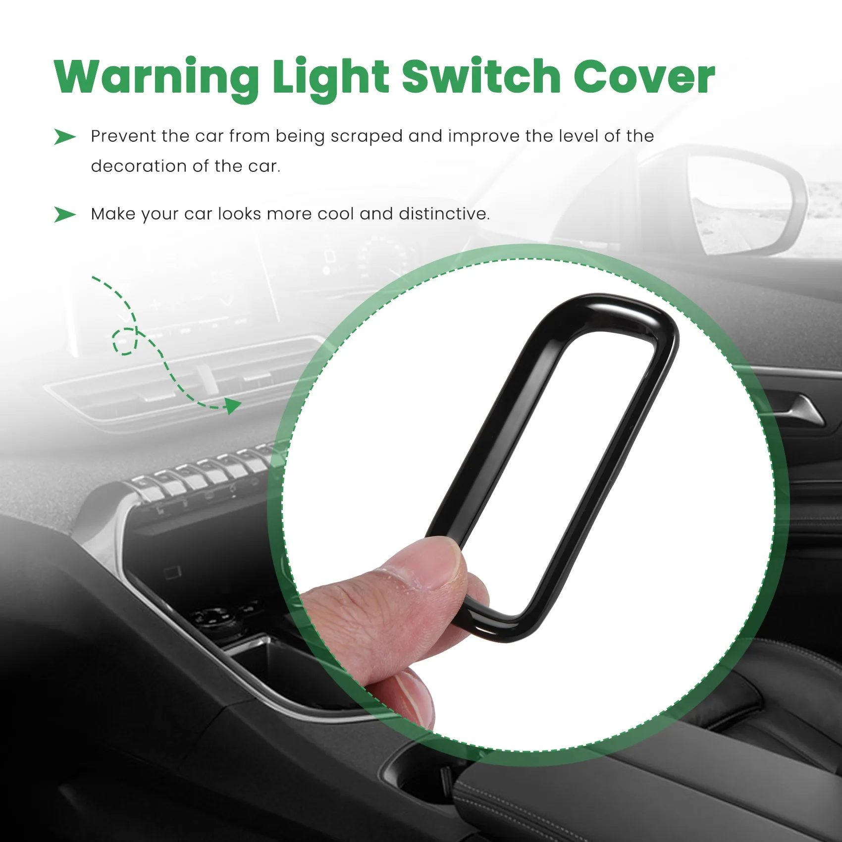 Marco de luz de emergencia para coche, lámpara de advertencia de peligro, cubierta de interruptor, embellecedor para Honda Vezel HR-V HRV 2021 2022, negro
