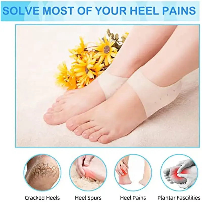 Gel Silicone Heel Protector Heel Cups Spurs Cracked Plantar Fasciitis Gel Heel Pads Sleeve Socks Feet Care Skin Repair Cushion