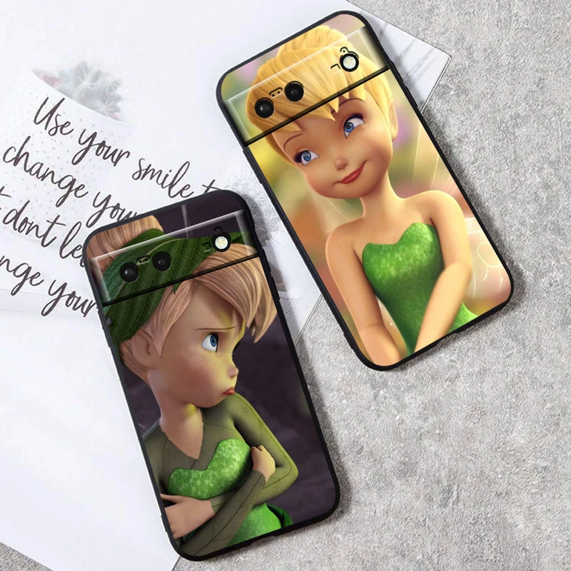 Tinker Bell Disney Design For Google Pixel 9 8 7A 7 6A 6 5A 5 4 4A XL 5G Black Silicon Shockproof Shell Funda Phone Case