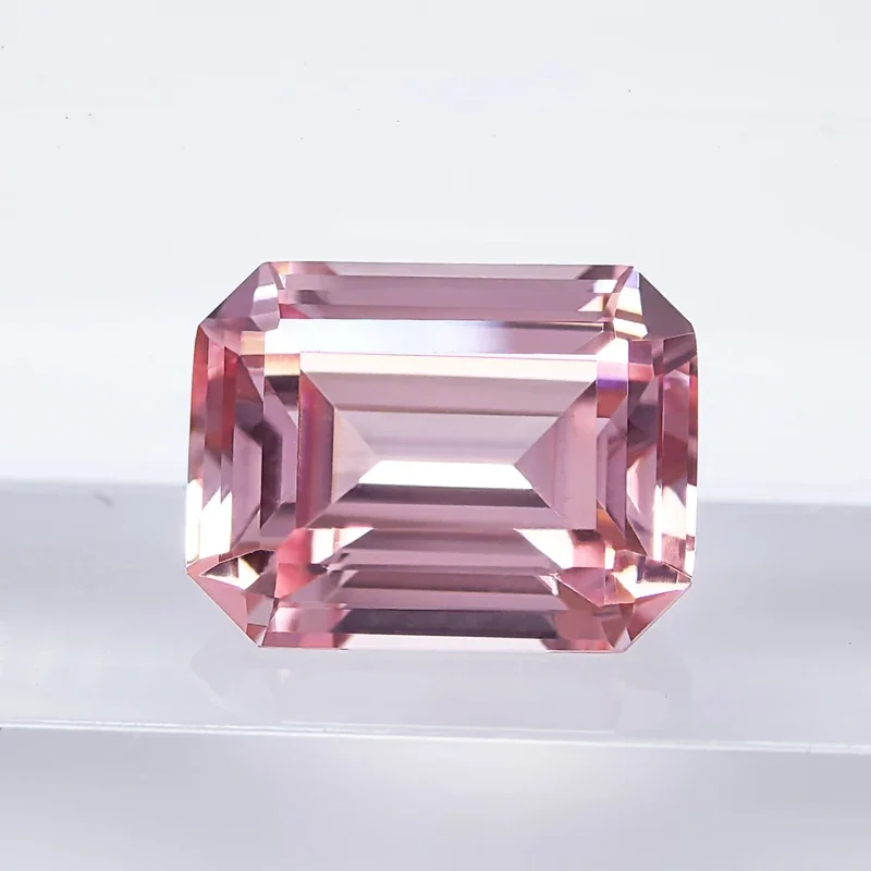 

Lab Grown Sapphire Emerald Cut Sunrise Pink Color Gemstone For Charms DIY Ring Necklace Materials Selectable AGL Certificate