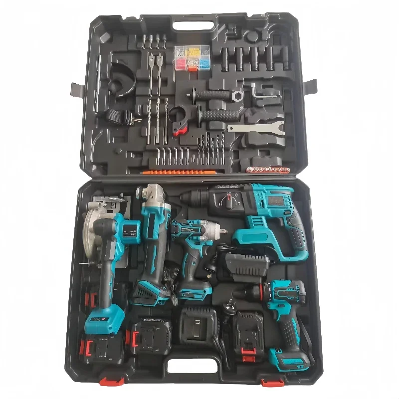 

Industrial grade multi-functional lithium battery power tool set can be customized OEM maintenance five-in-one tool set