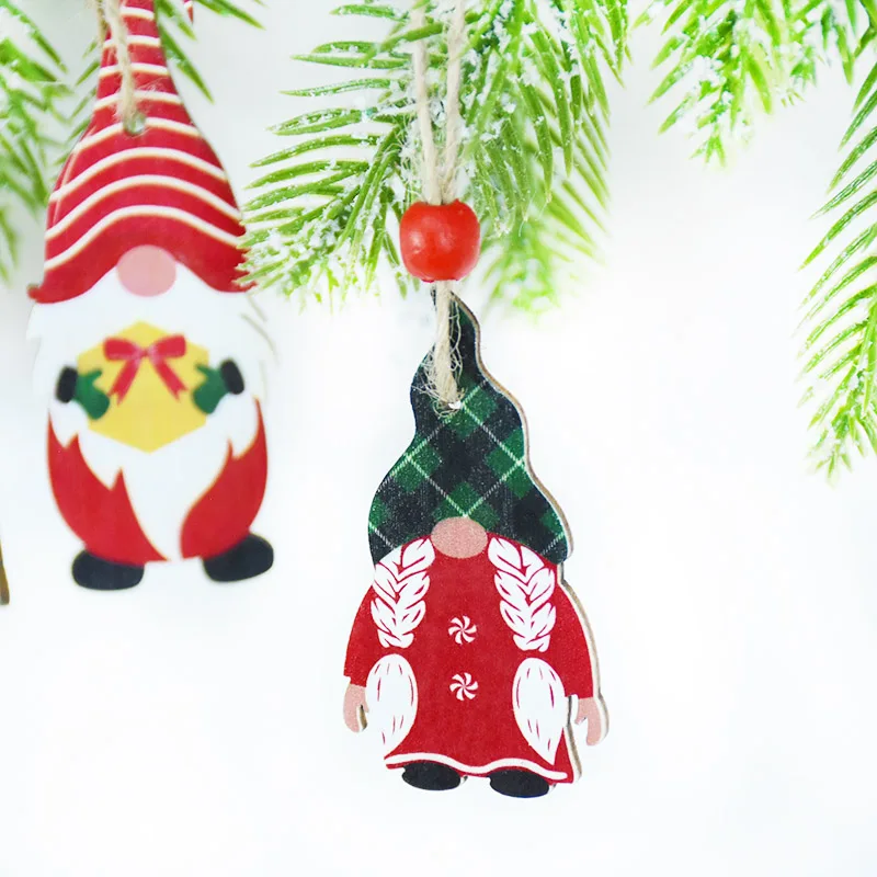 9/12pcs Navidad New Year Gift Christmas Tree Decorations Gnomes Wooden Pendants Ornaments Xmas Decorations for Home Noel