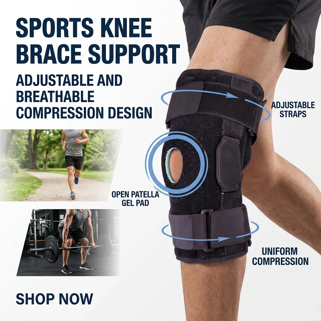 Aluminum Alloy Knee Brace 4 Spring Support Hinged wraps Adjustable Compression for Sports Running Meniscus protection sleeve
