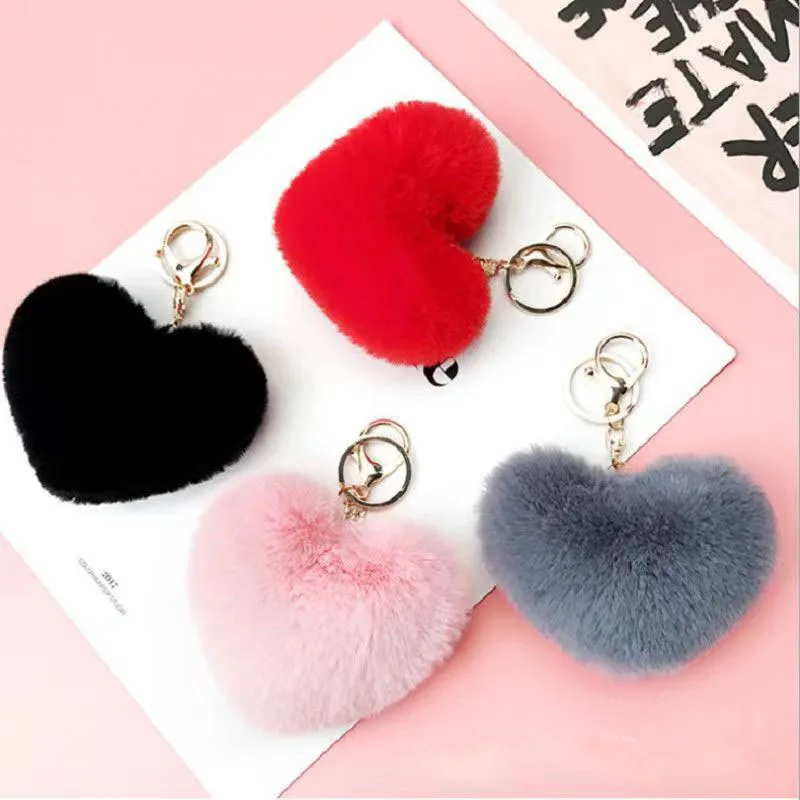 Porte-Clés Créatif en Forme de Mini Cœur en Peluche pour Femme, Pompon, Amour, Clé de Voiture, JOBags, Pendentif Boule de Cheveux, Bijoux, Nouvelle Collection