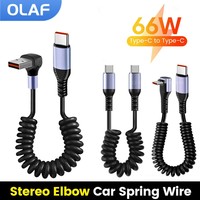 Olaf Car Spring Cable 66W Short Fast Charging Wire USB C To Type C Cable For iPhone15 Huawei Xiaomi Samsung 6A USB Type C Cable