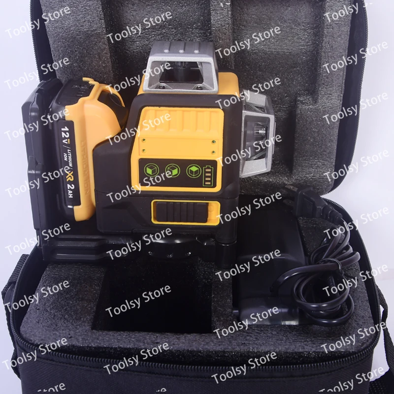 مستوى الليزر 12 فولت 1:1 DW089LG التسوية الذاتية 12 سلك 3X360 الضوء الأخضر داخلي وخارجي