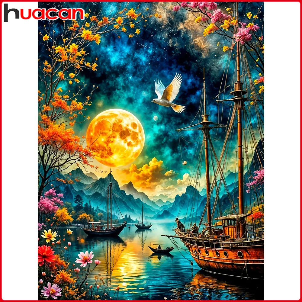 

Huacan Landscape Diamond Painting Kit Embroidery Sale Moon Handmade Gift Room Decoration