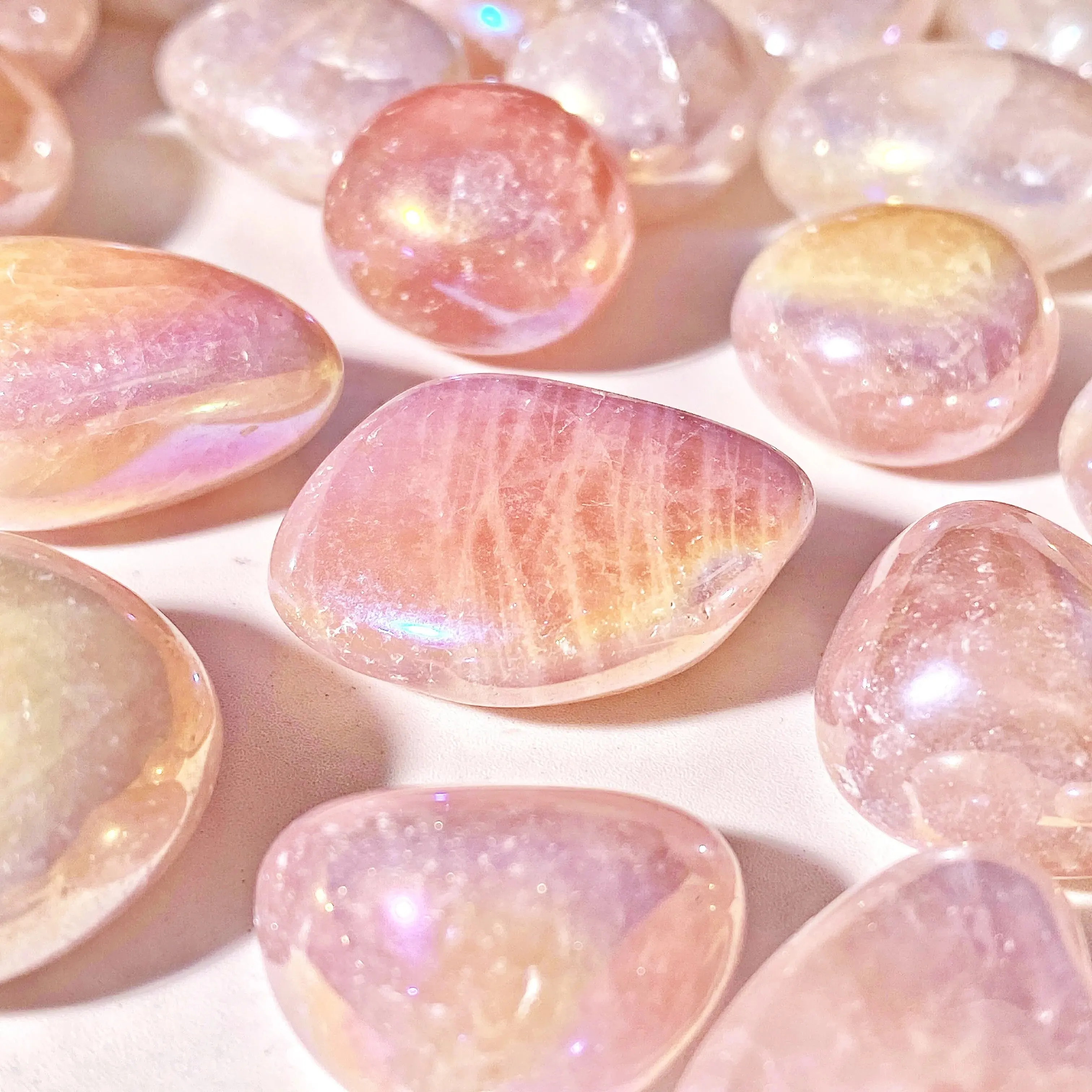 5PCS 10-50mm High Quality Aura Rose Quartz Natural Tumbled Crystal Stones Natural Crystals Chip Quartz Minerals,Gemstones,Gift