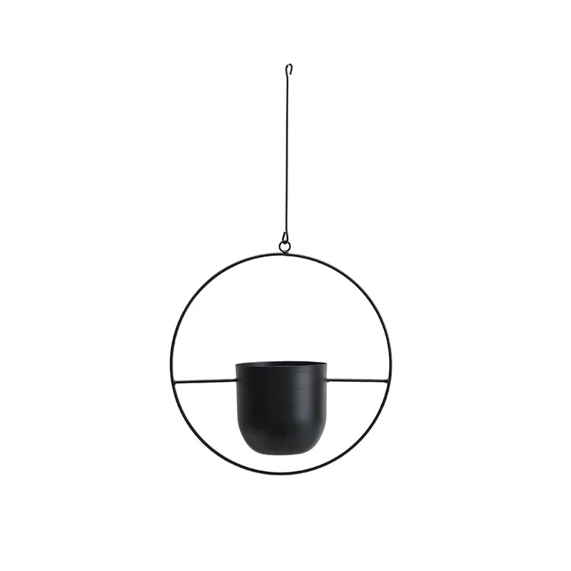 

RM-Hanging Planter Pot Baskets Minimalist Plant Pot Container Metal Hanging Flower Pots For Indoor Outdoor Garden Black-B Durabl
