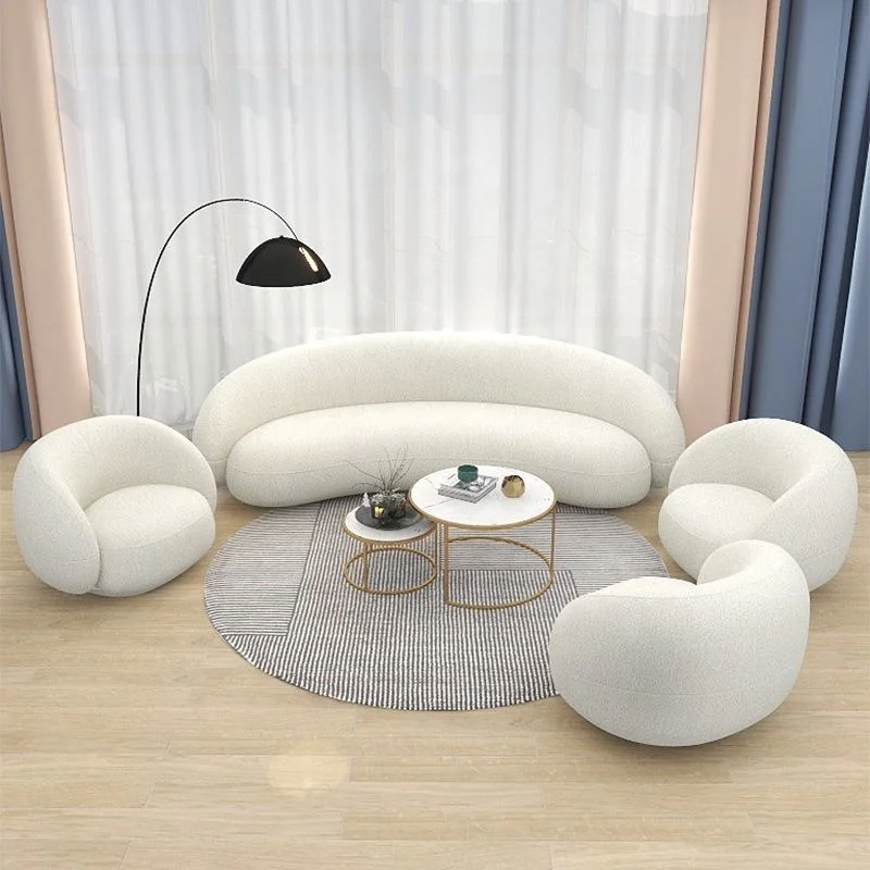 

*Nordic Sofa Set Creative Living Room Sofa Bed Small Apartment Simple Modern Curved Design Lamb Velvet Fabric Support