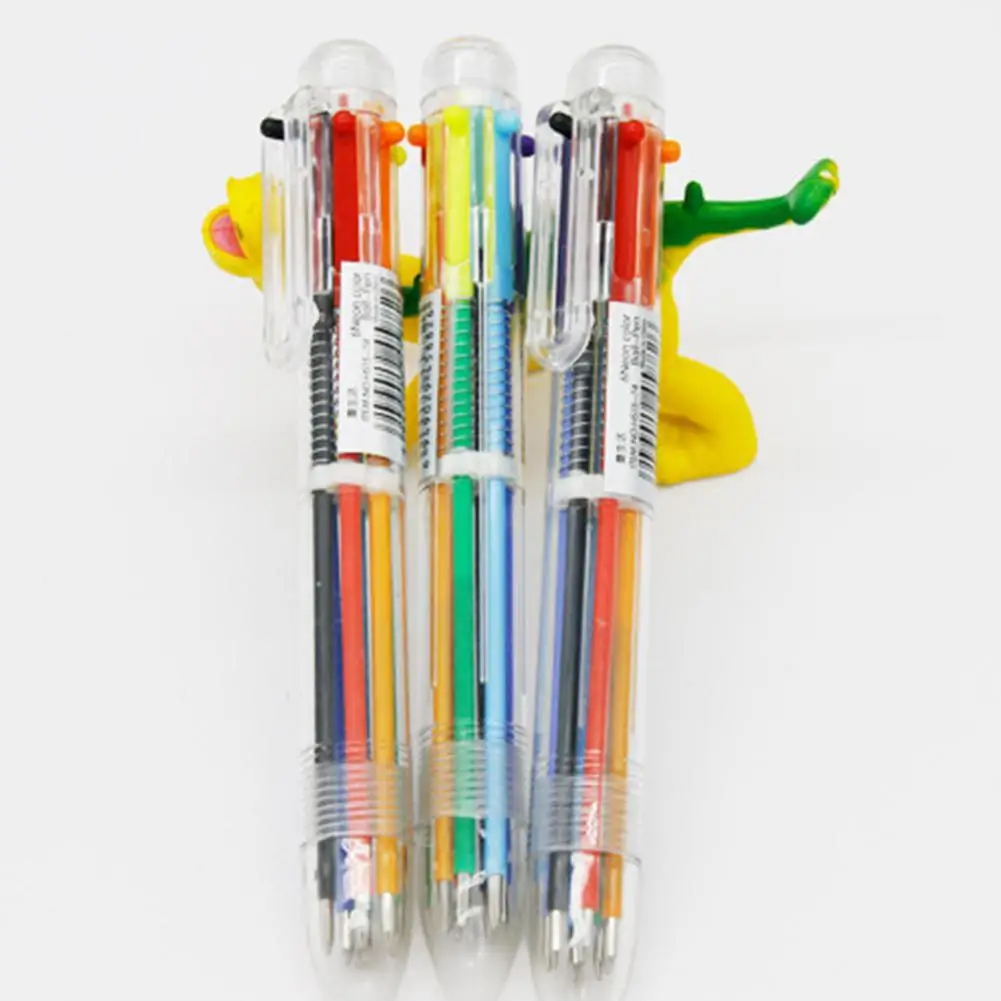 Transparent 6-color Ballpoint Pen With Smooth And Writing, Multiple Color Options, And Colorful Pens Tablet