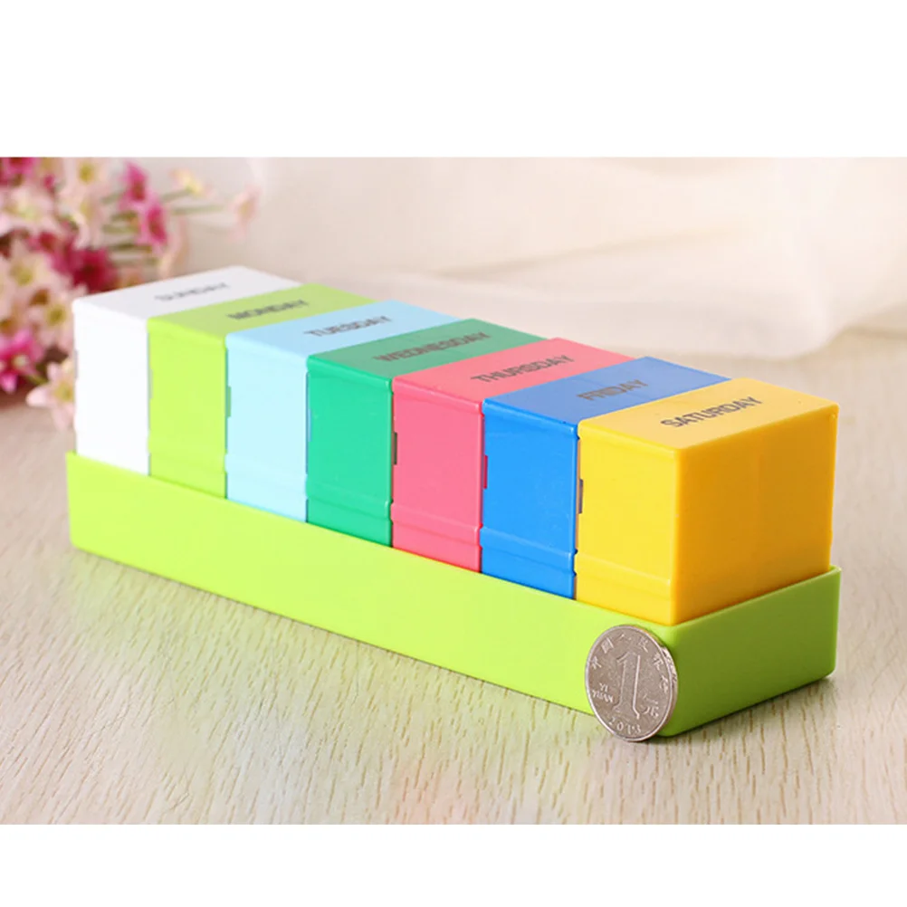 

1 комплект, 28 отделений, 7 коробок, органайзер для лекарств, практичный контейнер для хранения, портативный футляр для таблеток, еженедельный сортировщик для путешествий