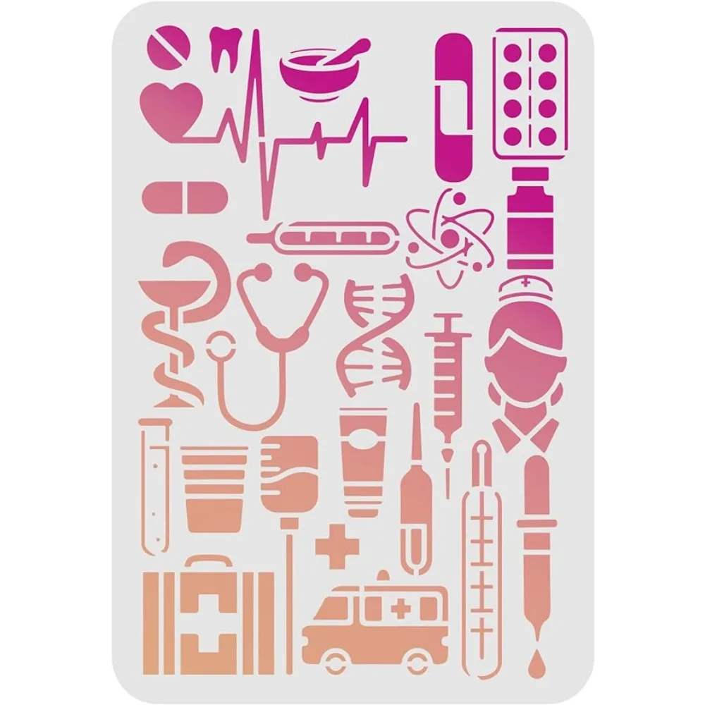 

Medical Symbols Stencils 11.6x8.3 inch International Nurses Day Decoration Stencils Nurse's Day Drawing Stencil for Painting