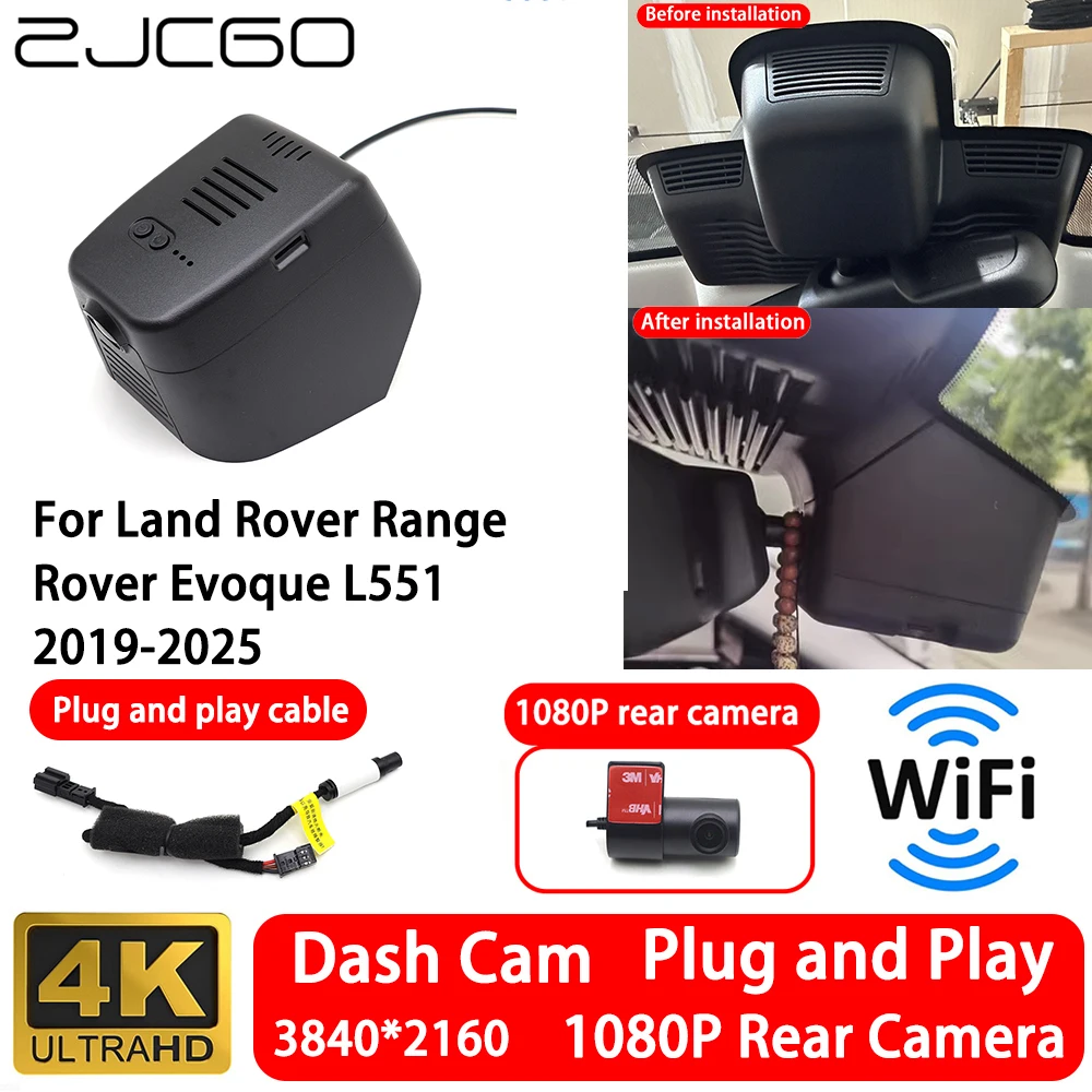 

for Land Rover Range Rover Evoque L551 2019-2025 4K Front Rear Camera Dash Cam Wifi Plug and Play Video Recorder Loop Recording