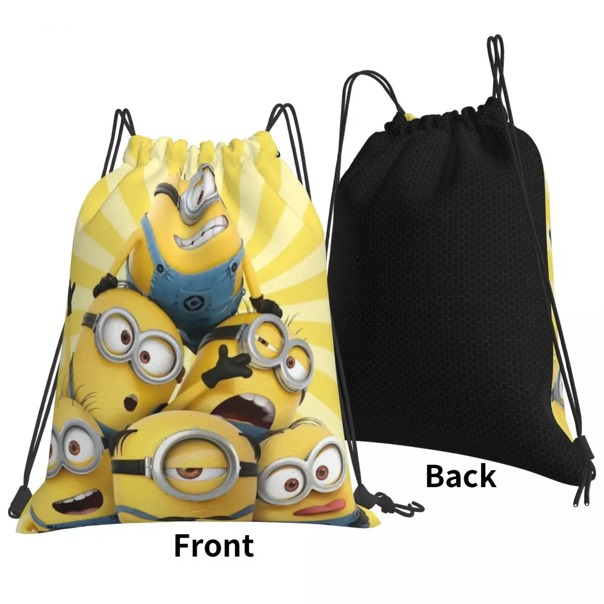 Custom Name Waterproof Outdoor Beach Swimming Sports Drawstring Backpack Minions Organizer Gym Storage Bag