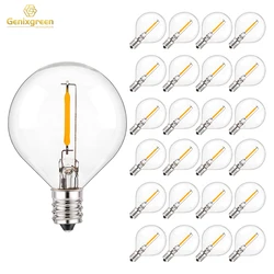 Cadena de bombillas LED de repuesto, 50 piezas, G40, E12, 220V, minibombilla de globo, blanco cálido, 2200K, 10W equivalente, decoración interior y exterior