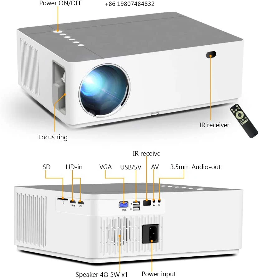 

Multimedia 1080P LED Projector Home Theater Movie Business School Use Outdoor Proyector HD 4K Supported for Aliexpress