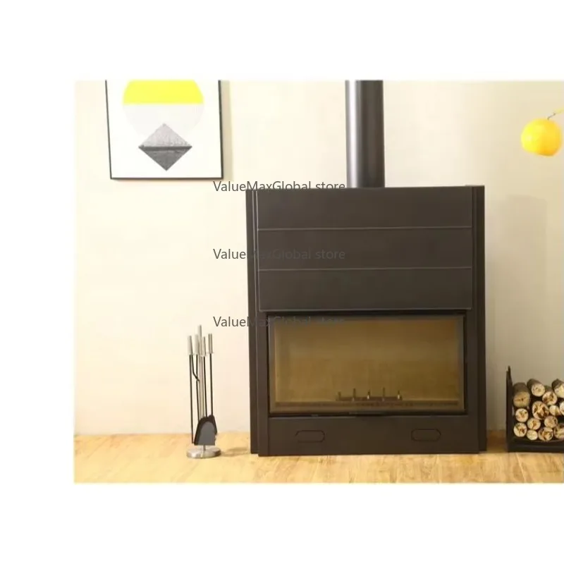 China-Manufactured Indoor Fireplace Insert | Cast Iron Wood-Burning Core + Modern Steel Design