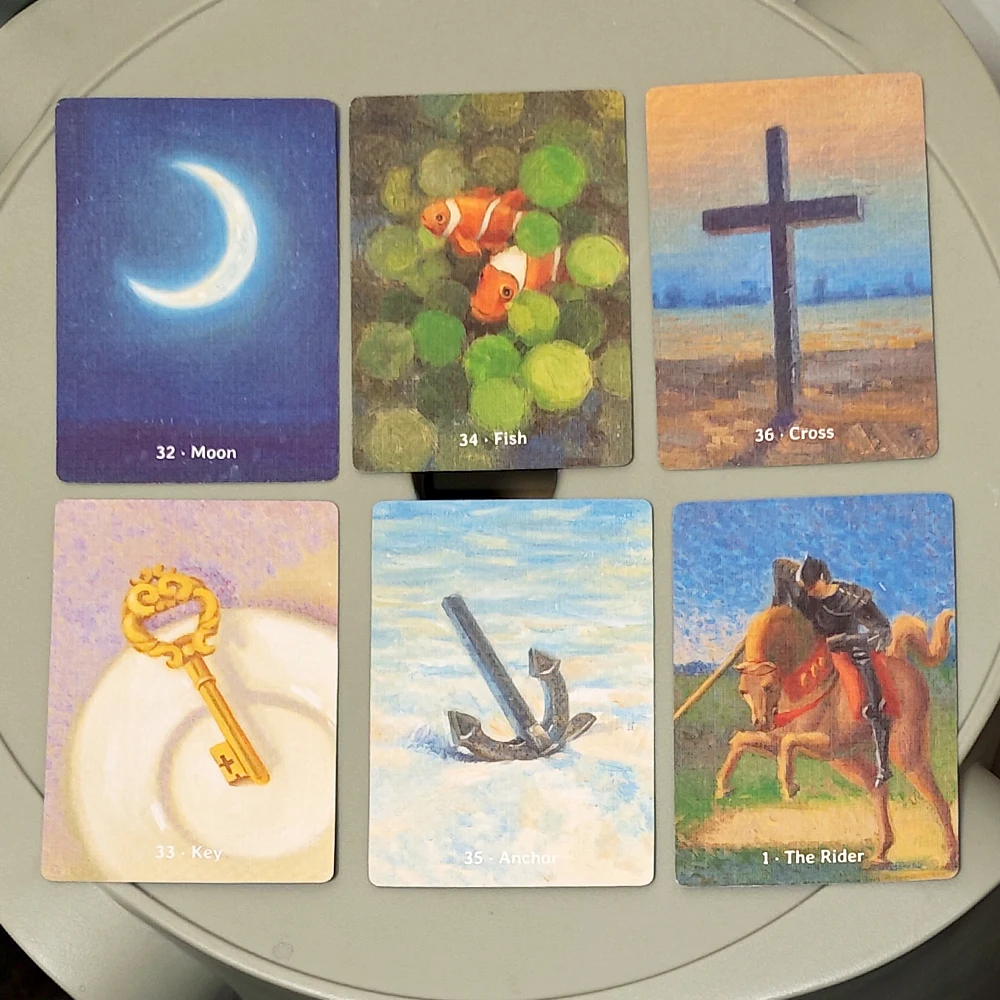 Jeu de cartes d'oracle Lenormand 9x6cm imprimé sur carton gaufré double face, 38 cartes de style peinture à l'huile avec cartes supplémentaires Homme/Femme