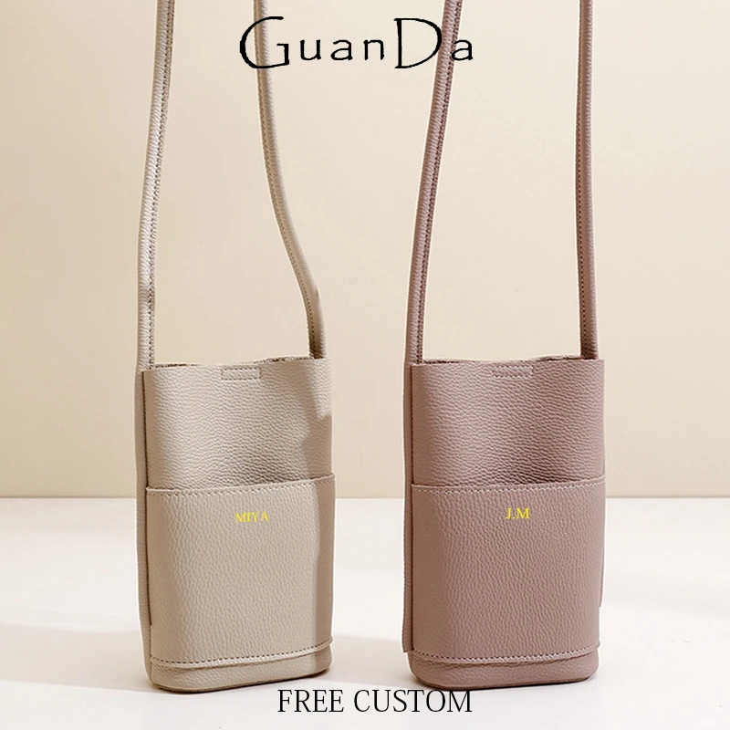 

Luxury Design PU Leather Phone Bag Custom Letters Woman Cross Body Bag Fashion Travel Lady Engraving Shoulder Bags Wallet Purse