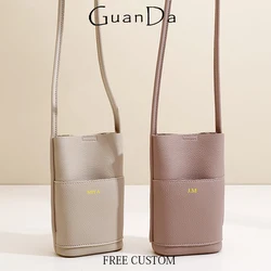 Luxury Design PU Leather Phone Bag Custom Letters Woman Cross Body Bag Fashion Travel Lady Engraving Shoulder Bags Wallet Purse