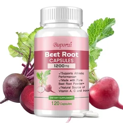 Beet Root Capsules 1200mg - Supports Blood Pressure, Athletic Performance, Digestive, Immune System - Non-GMO