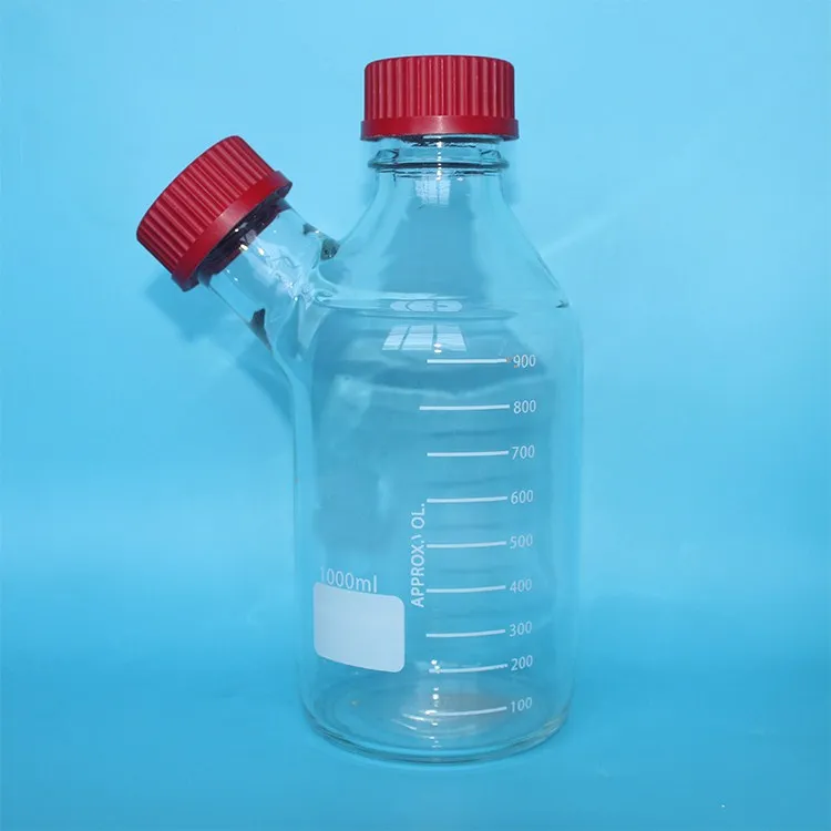 1000ml GL45 Three port reagent bottle microbial reactor glass instrument two port non-standard reagent bottle