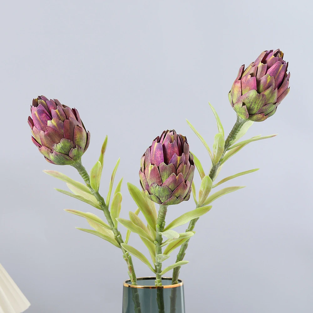 

1PC Fake Flower Single Branch Thistle Fruit King Flower Home Decoration Indoor Plant Plastic Durable Simulation Artichoke Flower