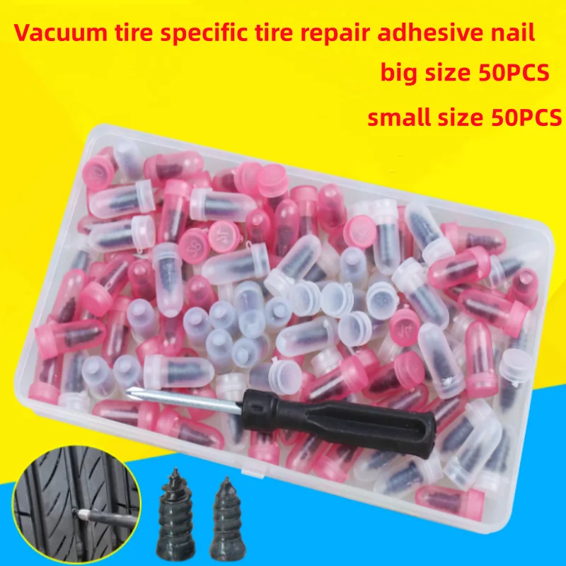 Complete Tire Repair Kit 100 Stoppers with Screwdriver for Efficient For Quick Fixes Strong Grip and Leak Prevention Design
